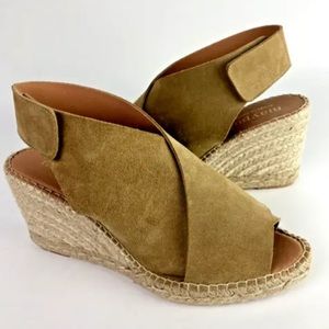 Maypol 9.5 Suede Sandals heels Espadrille 41 Brown suede criss cross